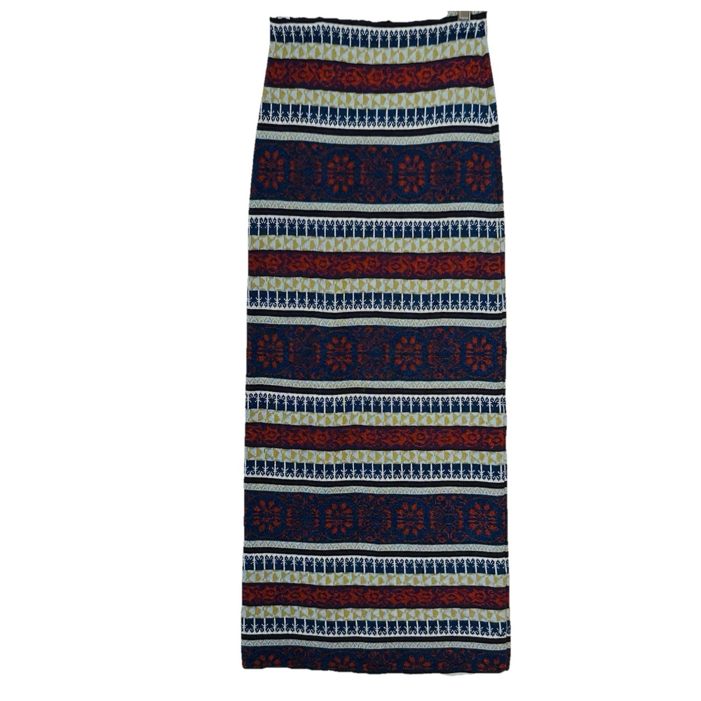 Oilily Fair Isle Skirt XS Maxi Wool‎ Blend Knit Pencil Straight Nordic Italy